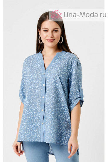 Блуза "Лина" 41108 (Синий принт)