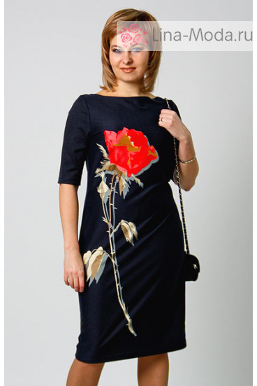 Платье "СКС" 4765 (Синий-красный-беж)