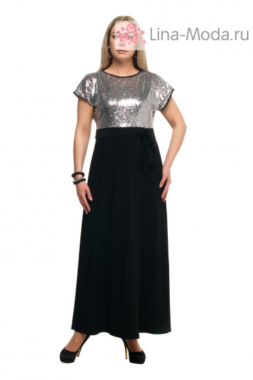 Платье "Олси" 1705026/3V ОЛСИ (Черный/серебро)