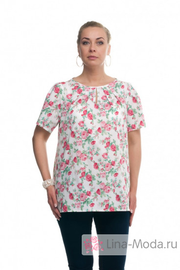Блуза "Олси" 1610013/8 ОЛСИ (Розы на белом)